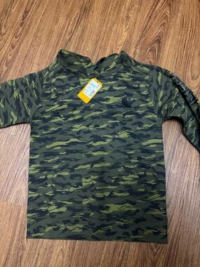 Carhartt Kids Olive & Dark Green Camo Rashguard Swim Top